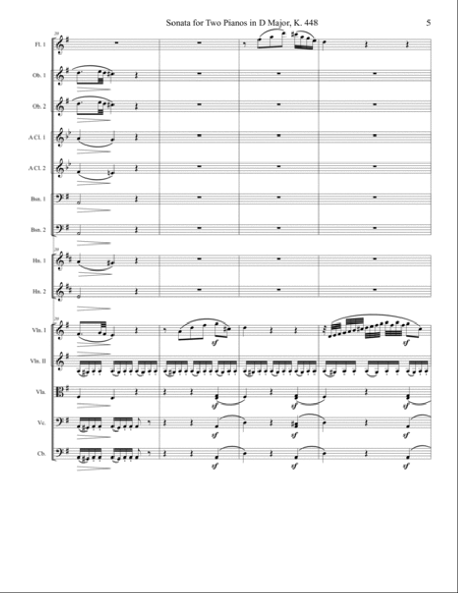 Sonata for Two Pianos in D Major, K. 448, Movement 2 Full Orchestra scores gallery preview page 5