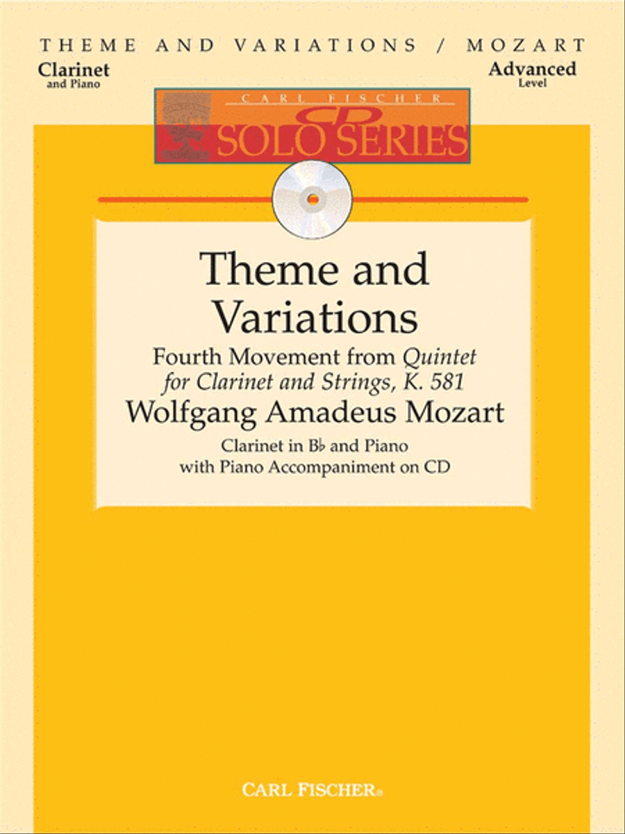 Theme And Variations B-Flat Clarinet scores gallery preview page 1