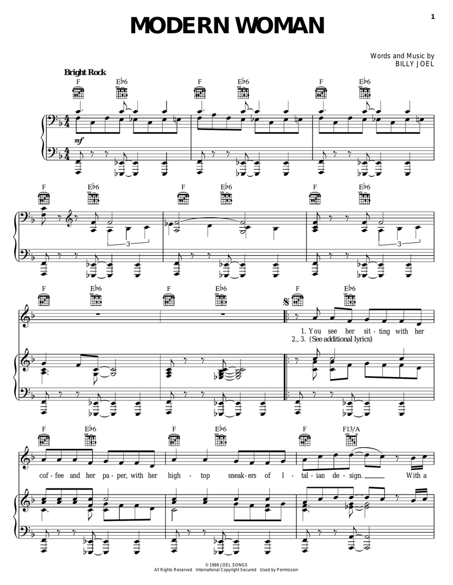 Modern Woman Modern Woman Piano, Vocal, Guitar scores gallery preview page 1