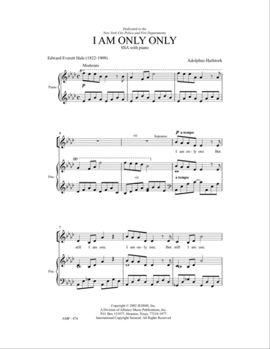 I Am Only One SSA scores gallery preview page 5
