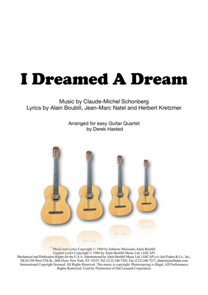 I Dreamed A Dream for 4 guitars image number null