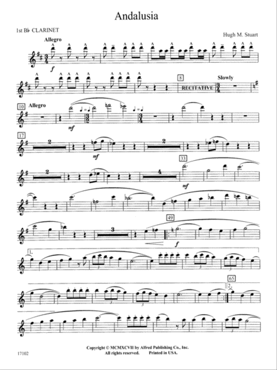 Andalusia: 1st B-flat Clarinet Concert Band scores gallery preview page 1