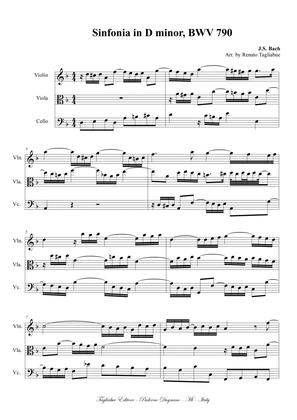 Sinfonia in D minor, BWV 790, arr. for String Trio. With Parts