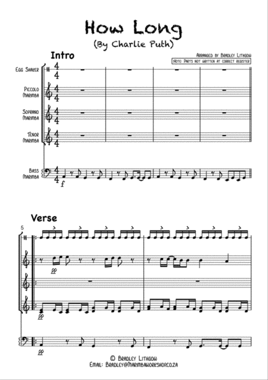 How Long Percussion Ensemble scores gallery preview page 2