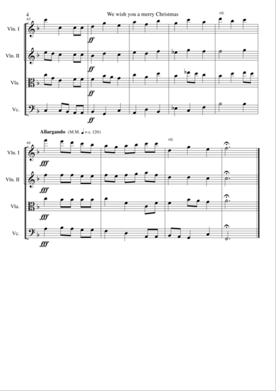 We wish you a merry Christmas (after the Arthur Warrell adaptation) for string quartet String Quartet scores gallery preview page 4