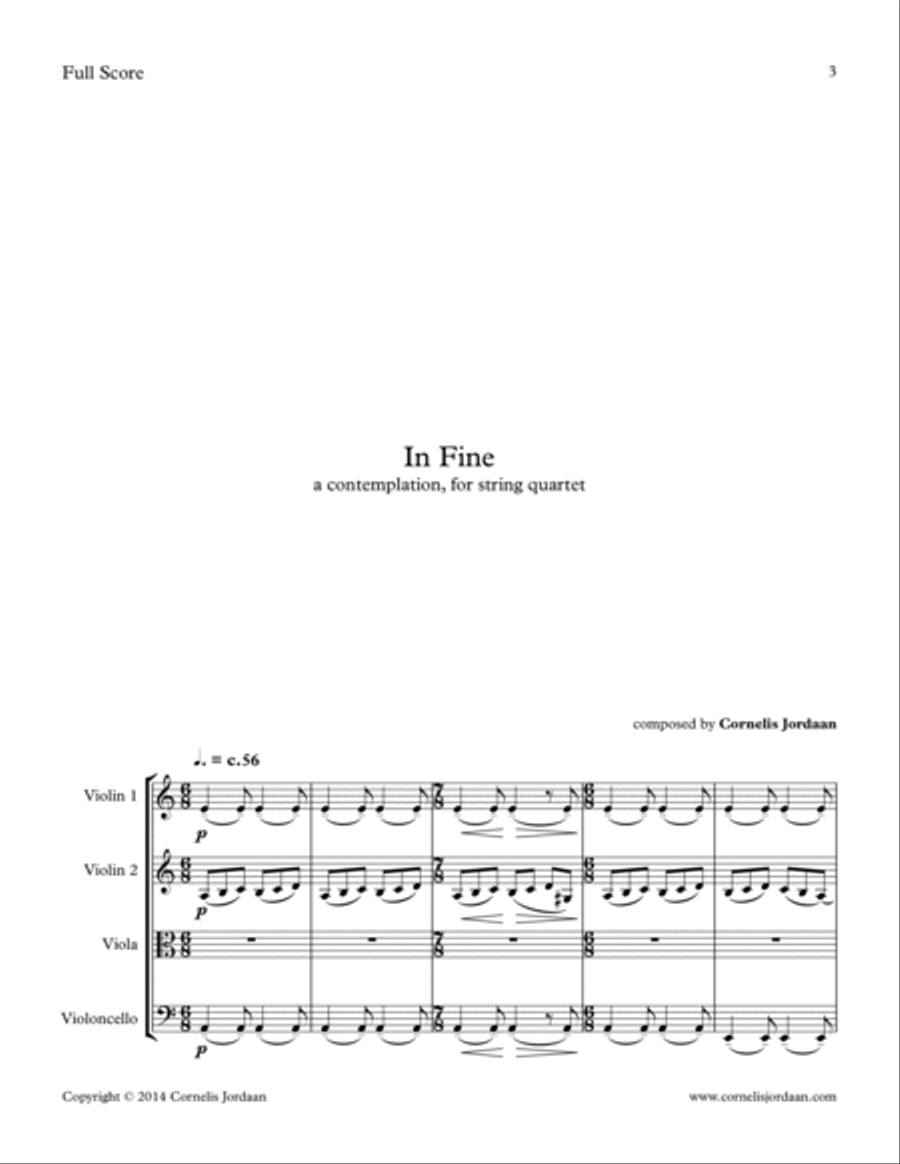 In Fine, a contemplation for String Quartet String Quartet scores gallery preview page 3