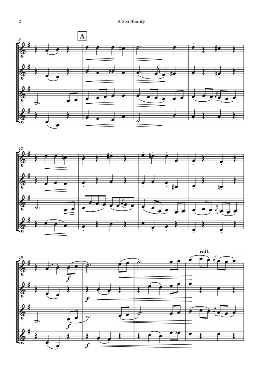 A Sea Shanty A Sea Shanty Clarinet Quartet scores gallery preview page 3