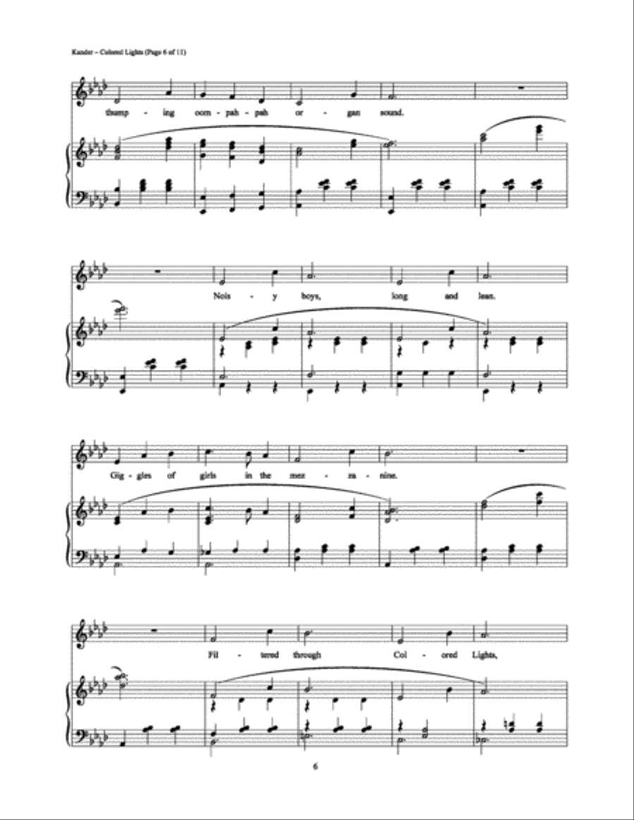 Colored Lights Colored Lights Piano, Vocal, Guitar scores gallery preview page 6