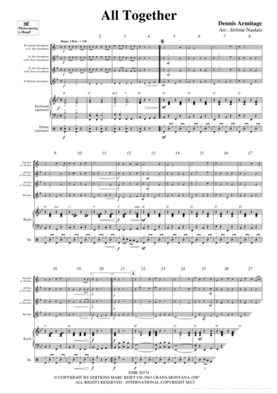 All Together Saxophone Quartet scores gallery preview page 3