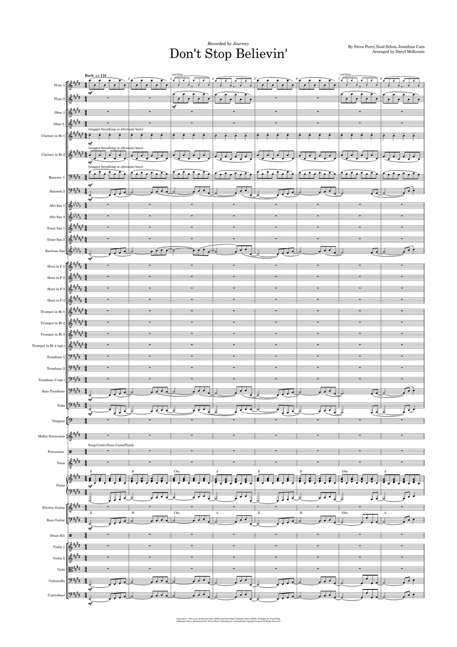 Don't Stop Believin' Full Orchestra scores gallery preview page 1
