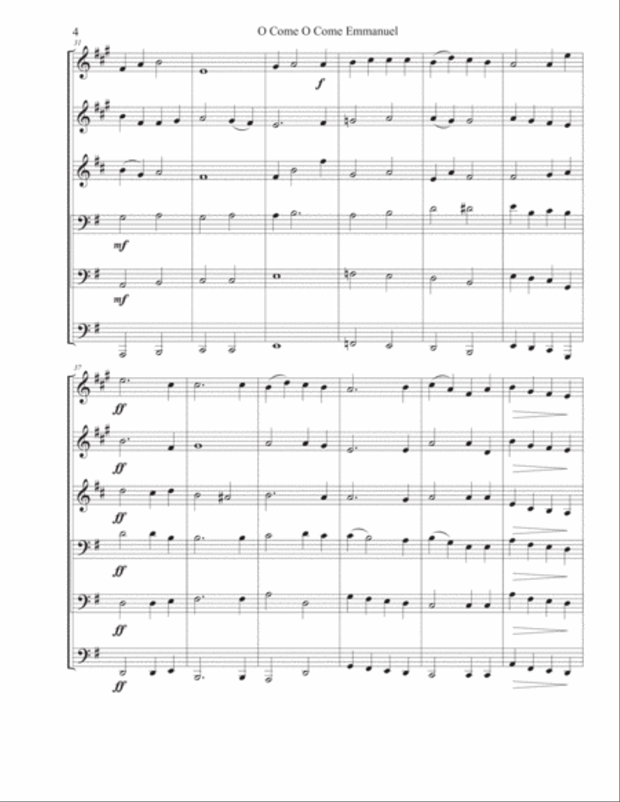 O Come O Come Emmanuel - Brass Sextet Brass Ensemble scores gallery preview page 5