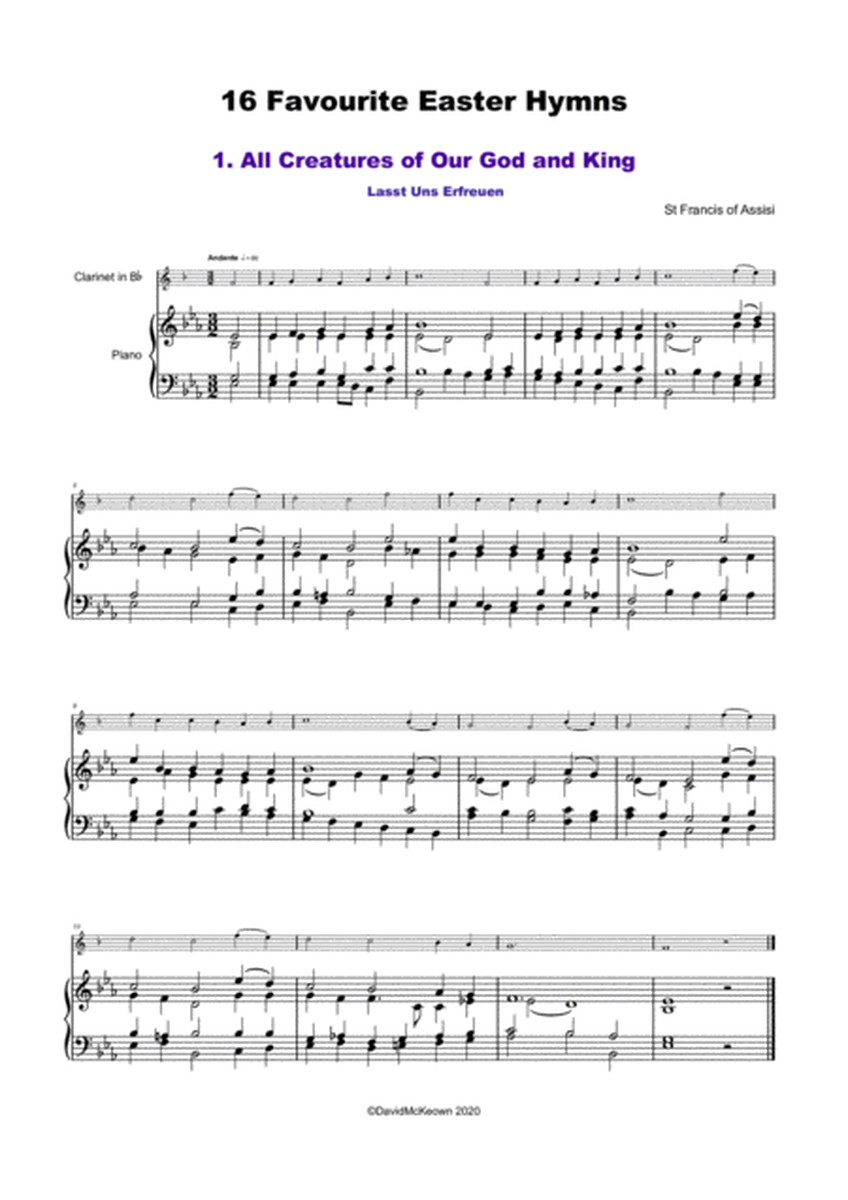 16 Favourite Easter Hymns for Solo Clarinet and Piano