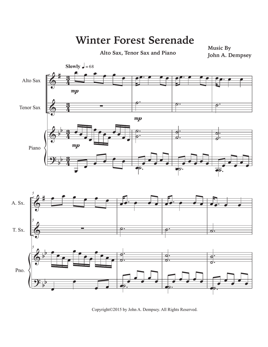 Winter Forest Serenade (Trio for Alto Sax, Tenor Sax and Piano) Small Ensemble scores gallery preview page 5