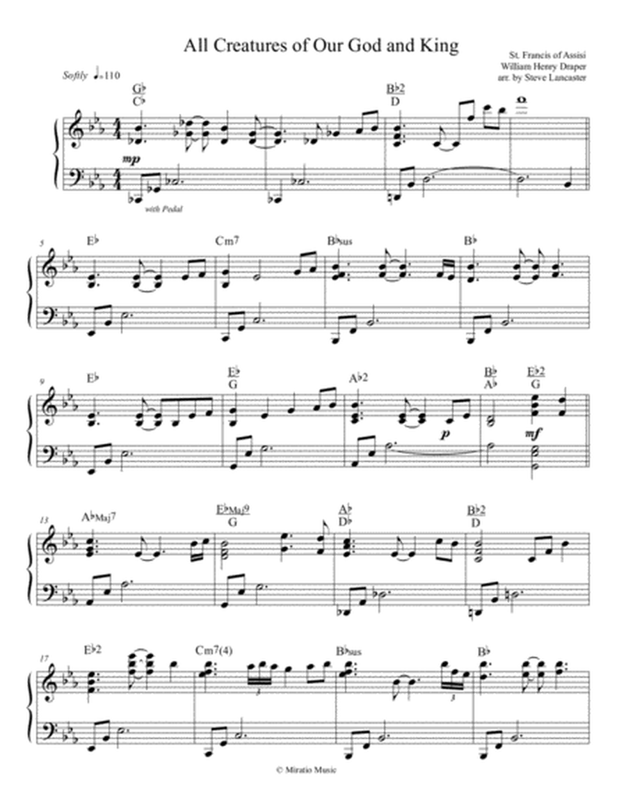 All Creatures of Our God and King - peaceful reharmonization arr. for solo piano image number null