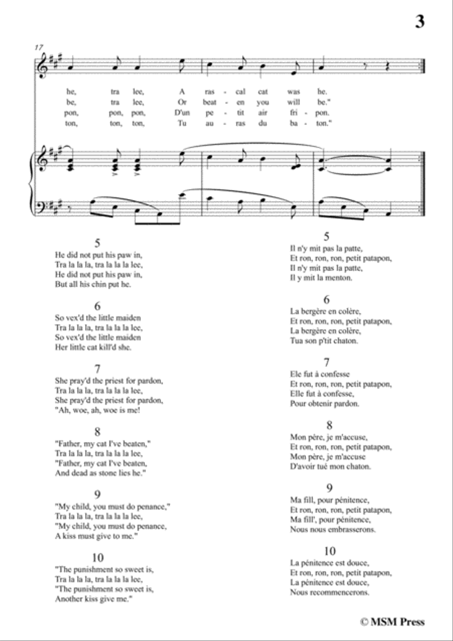 Bantock-Folksong,There was a little maiden(Il était un'bergère),in A Major,for Voice and Piano Voice Solo scores gallery preview page 5