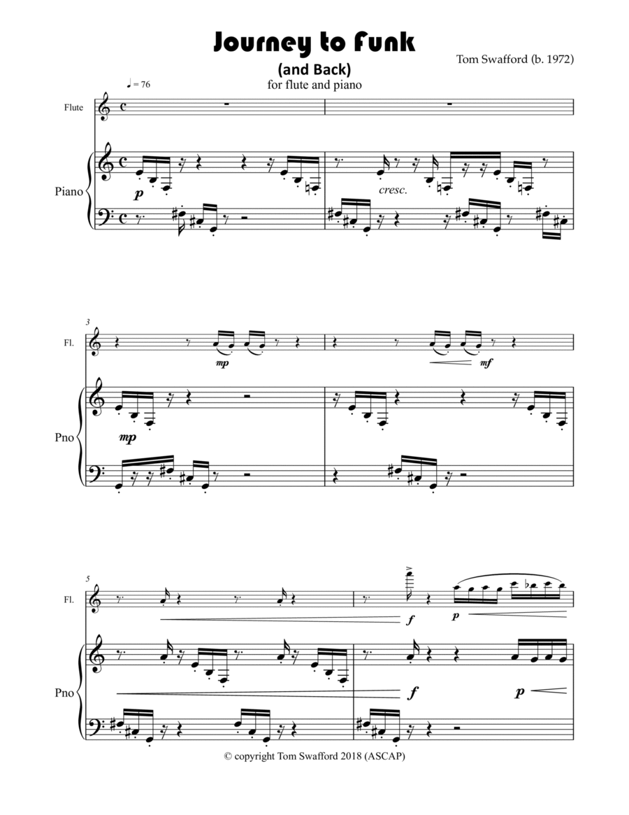 Journey to Funk for flute and piano Flute Solo scores gallery preview page 1