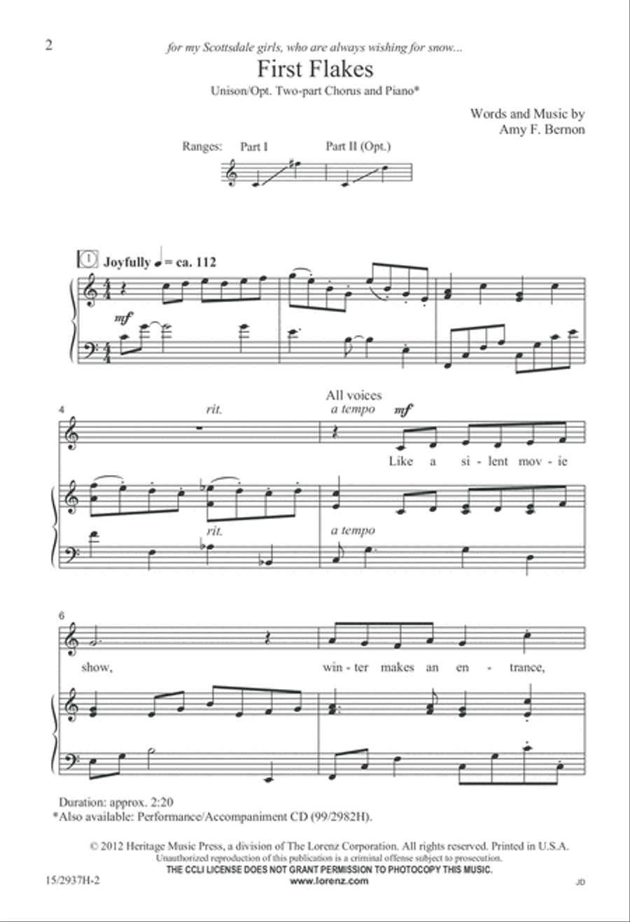 First Flakes First Flakes Unison Choir scores gallery preview page 3
