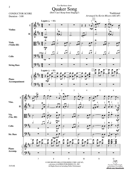 Quaker Song (How Can I Keep from Singing?) (score only)