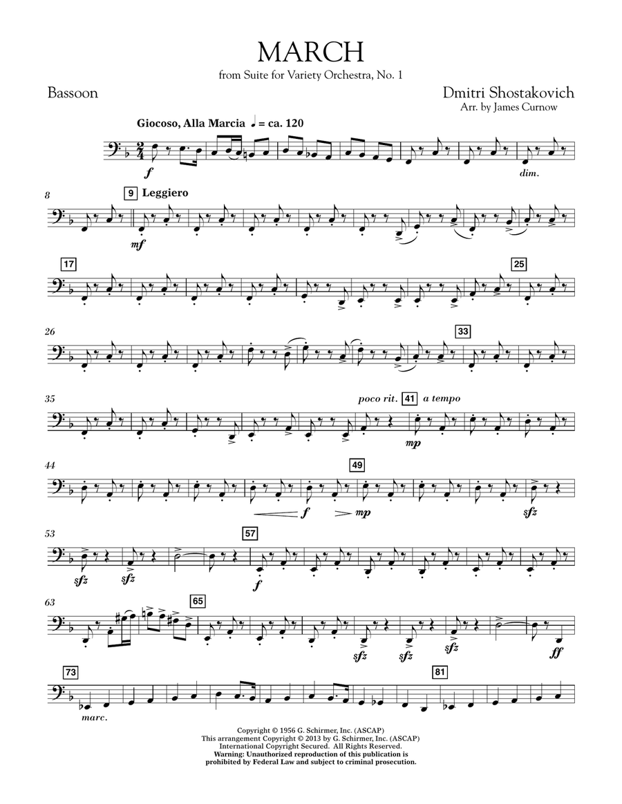 March from Suite for Variety Orchestra, No. 1 - Bassoon Concert Band scores gallery preview page 1