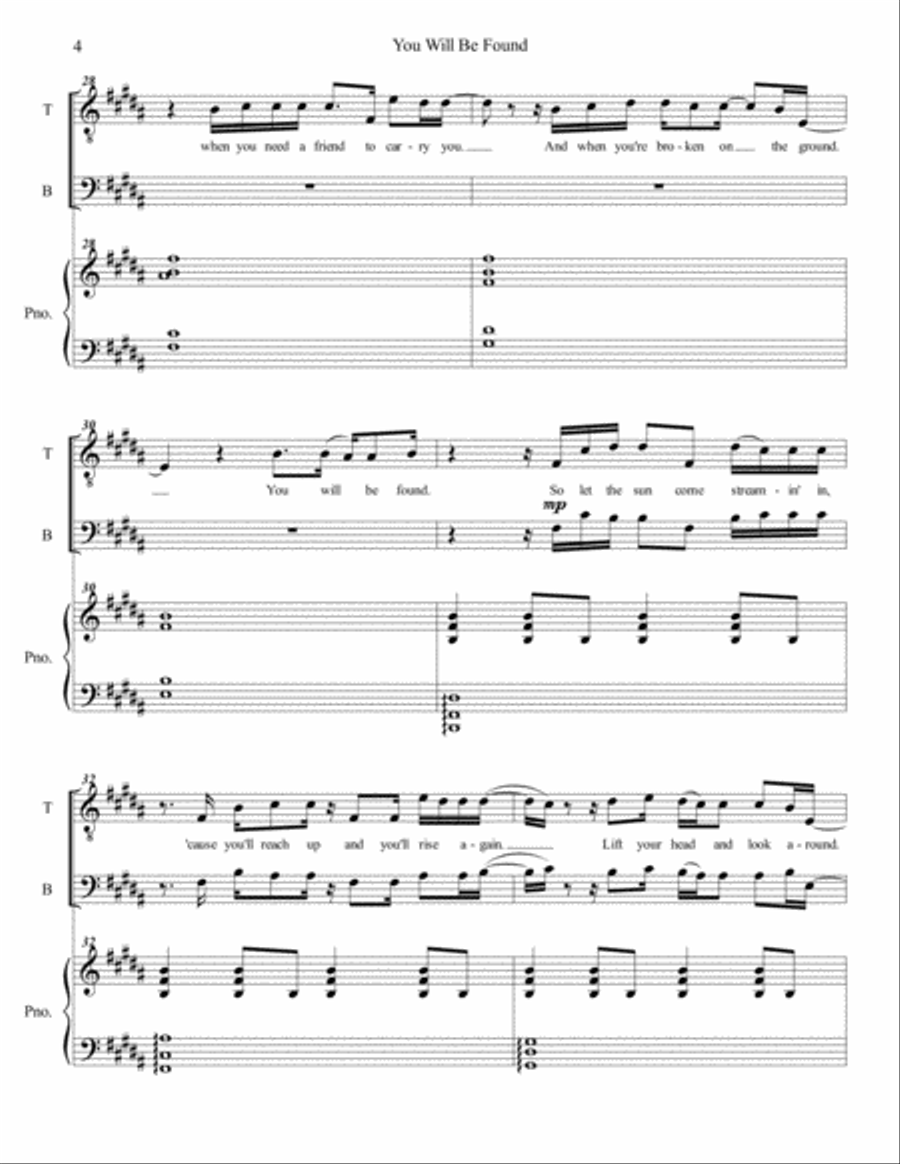You Will Be Found TTBB scores gallery preview page 4