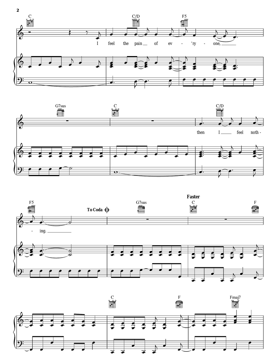 Feel The Pain Feel The Pain Piano, Vocal, Guitar scores gallery preview page 2