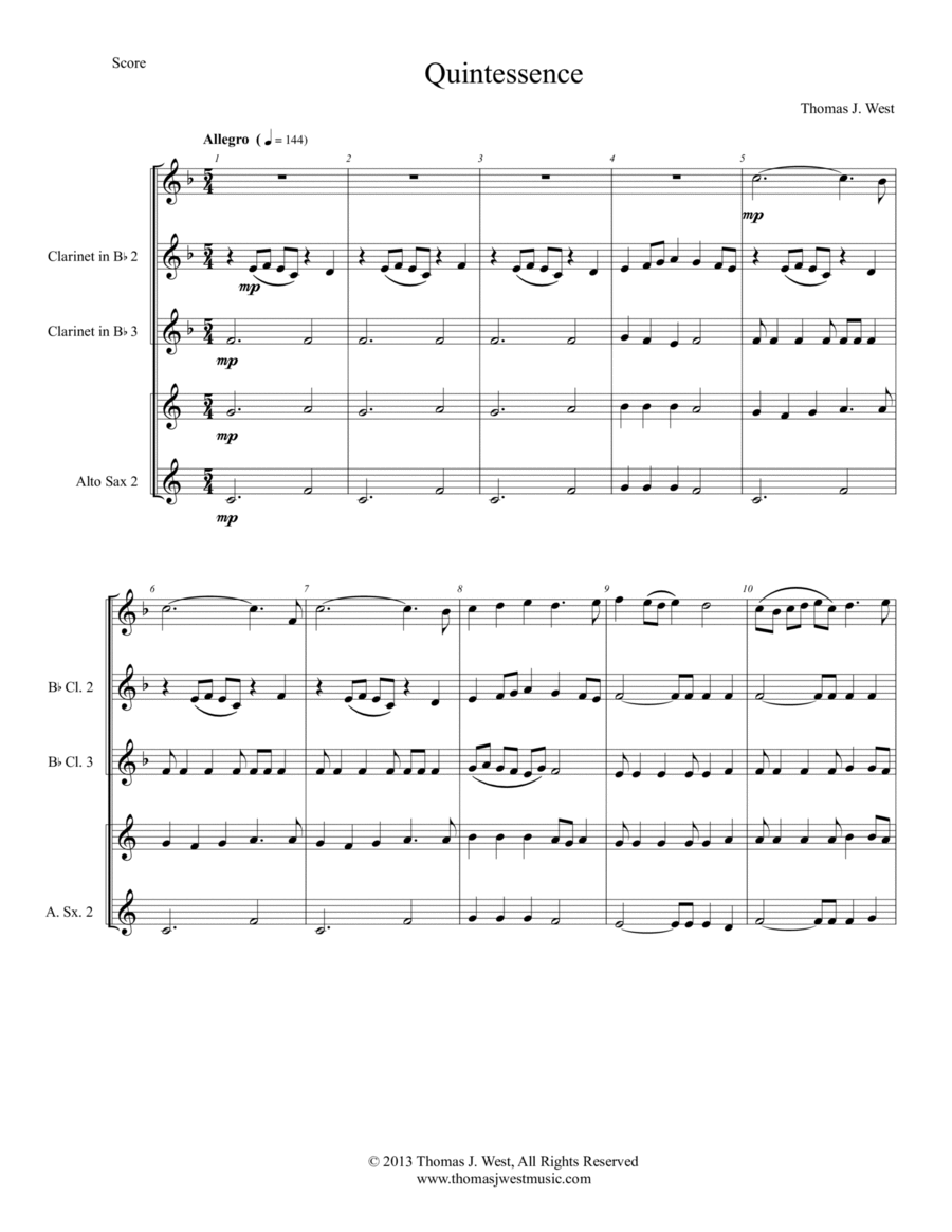 Quintessence (Woodwind Ensemble - Grade 3) Woodwind Quintet scores gallery preview page 1