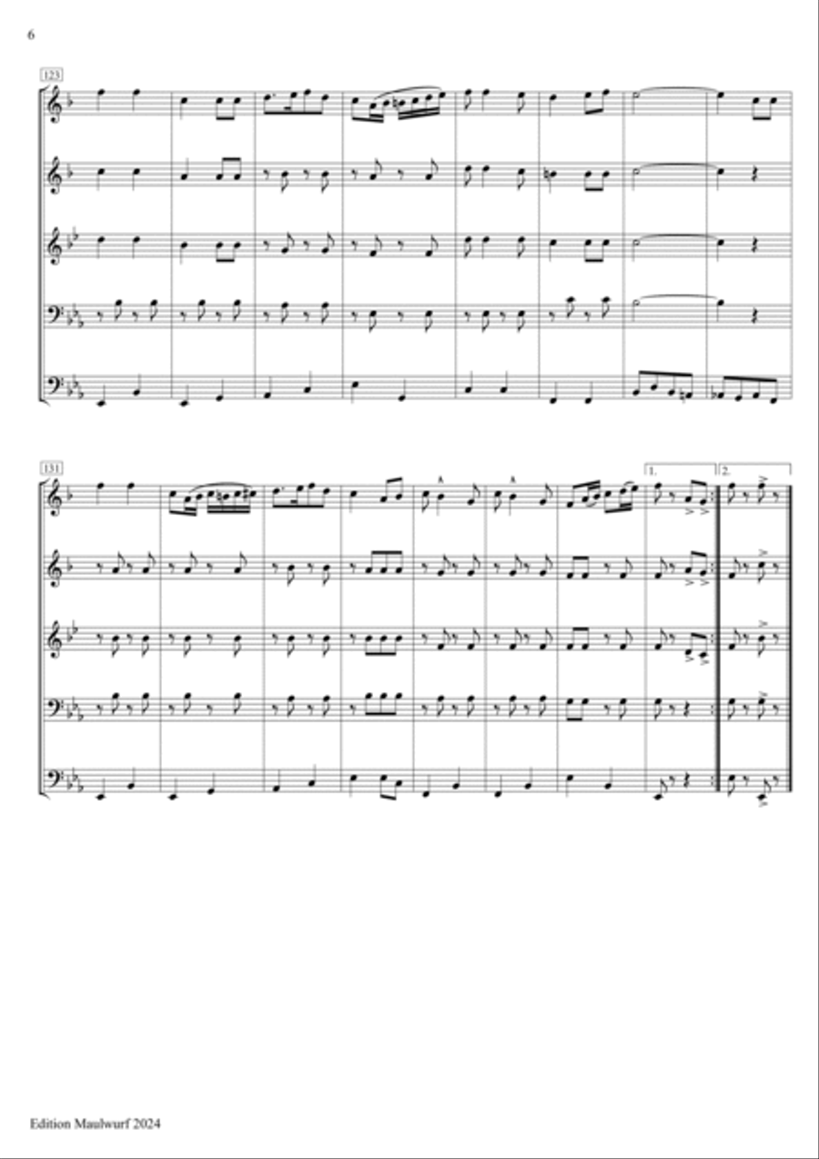 The U.S. Field Artillery March Brass Quintet scores gallery preview page 6