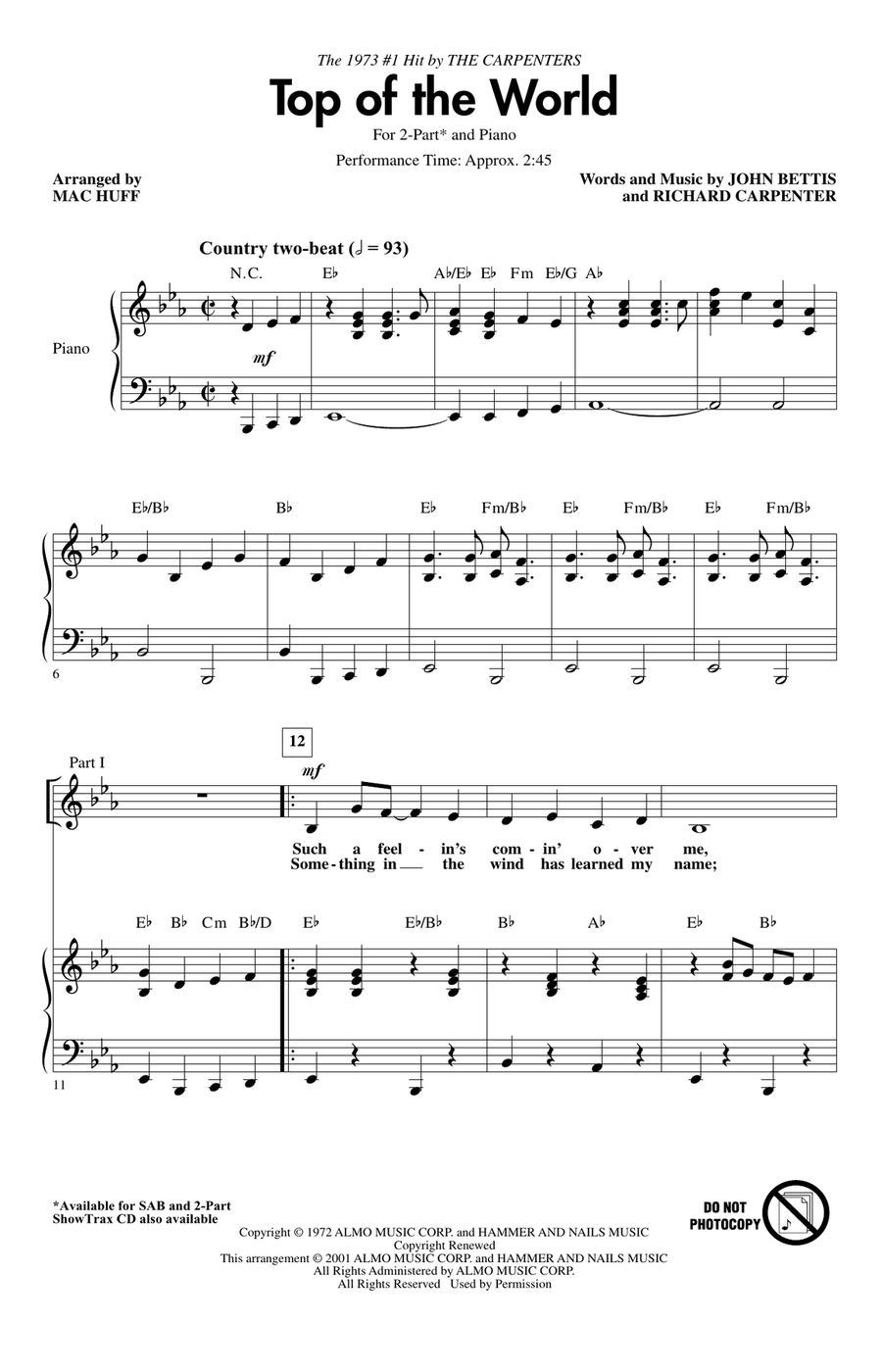 Top Of The World (arr. Mac Huff)