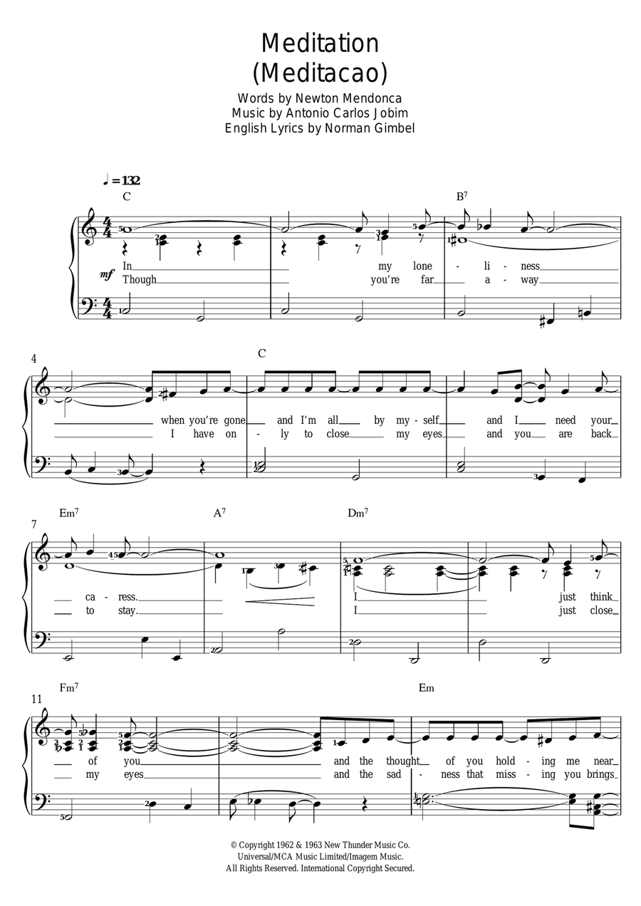 Meditation (Meditacao) Meditation (Meditacao) Voice scores gallery preview page 1