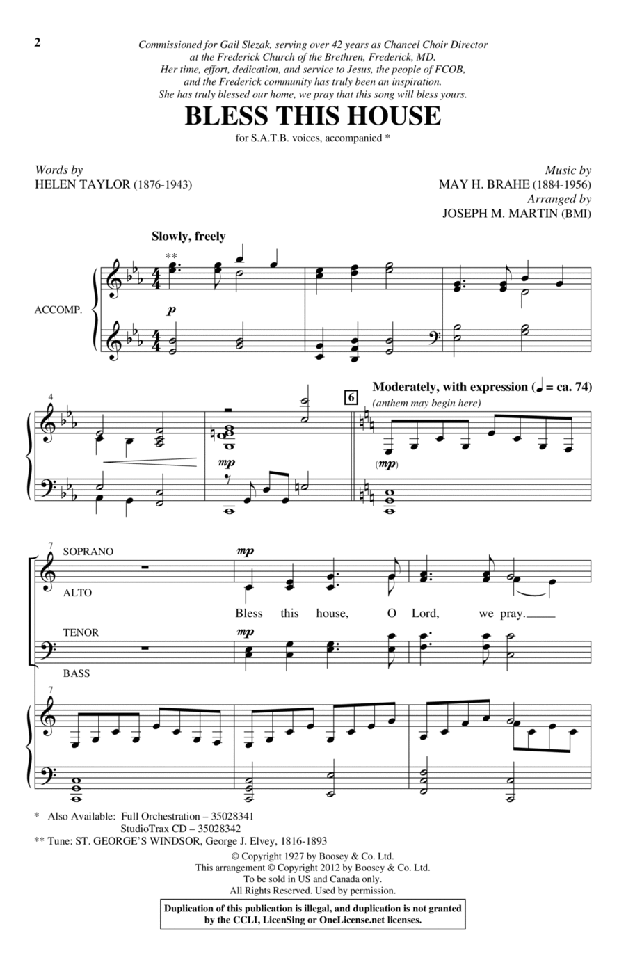 Bless This House 4-Part scores gallery preview page 1