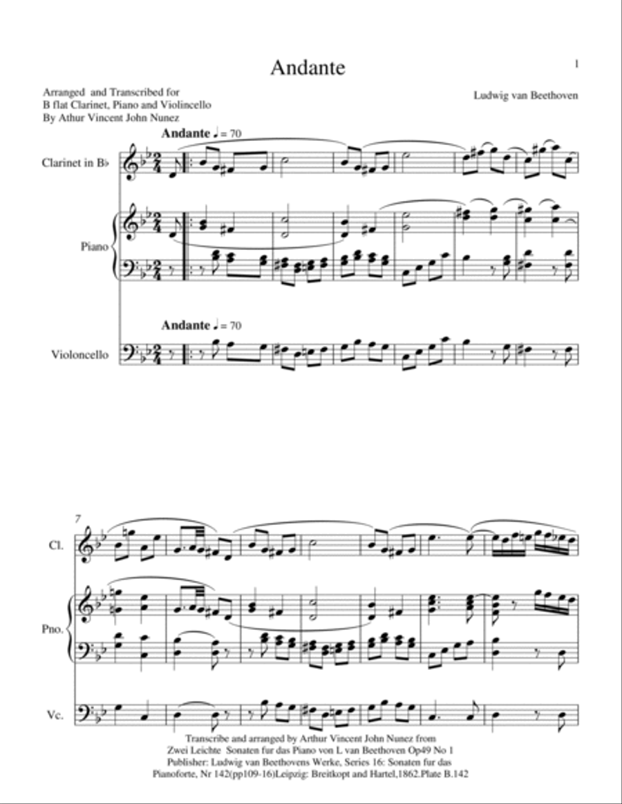 Andante from Beethoven s Piano Sonata Op49 No 1 Small Ensemble scores gallery preview page 2