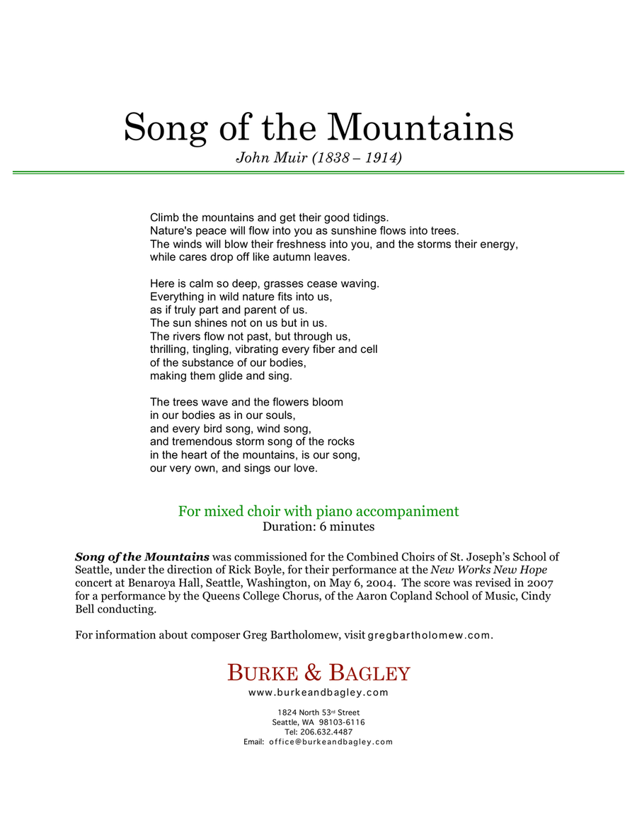 Song of the Mountains 4-Part scores gallery preview page 2