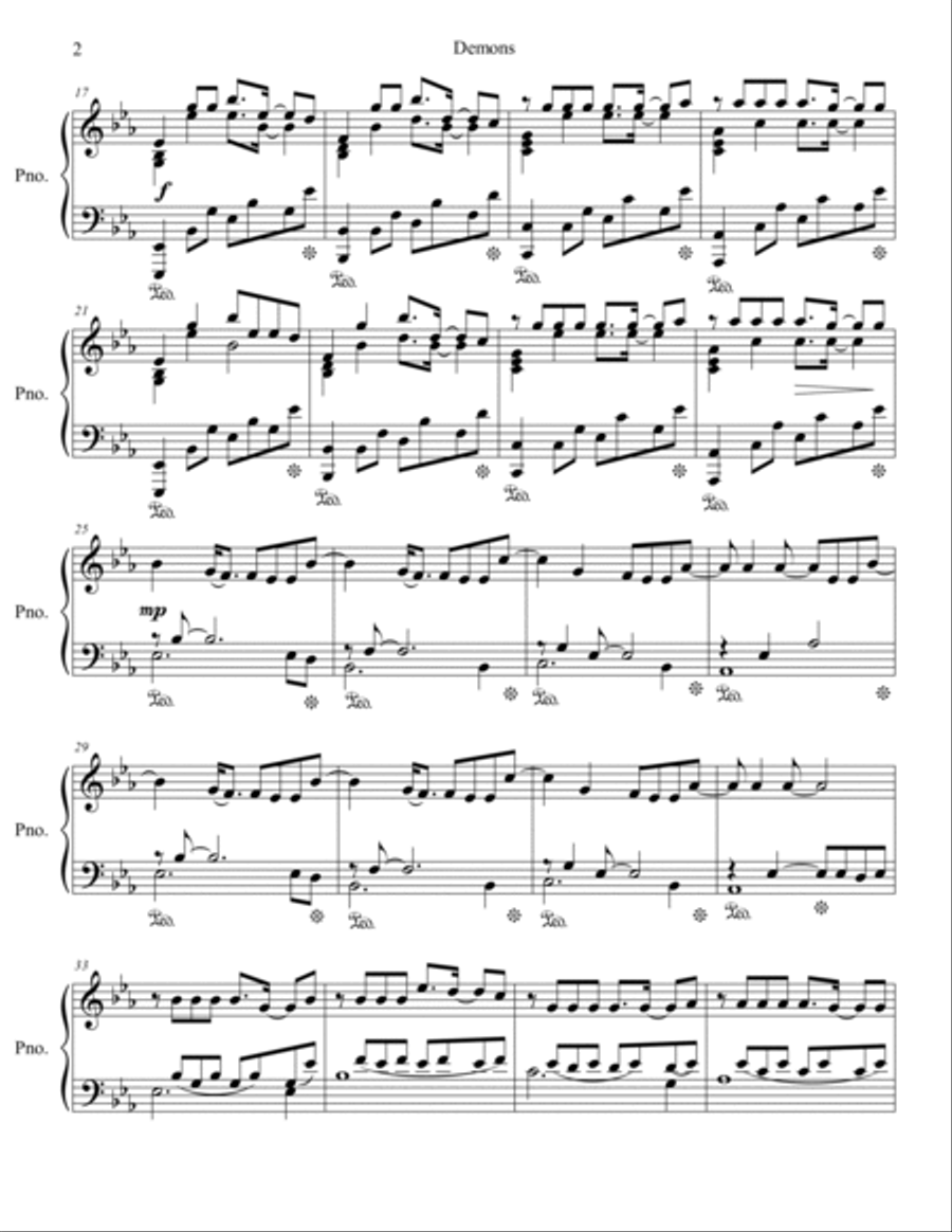 Demons Piano Solo scores gallery preview page 3