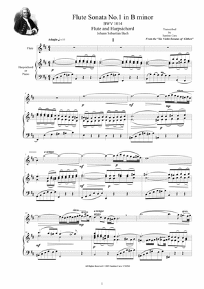 Bach - Flute Sonata No.1 in B minor BWV 1014 for Flute and Harpsichord (or Piano)