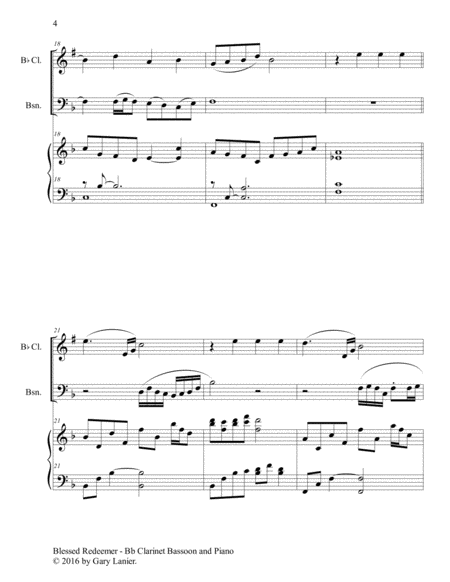 BLESSED REDEEMER(Trio – Bb Clarinet, Bassoon & Piano with Score/Parts) image number null
