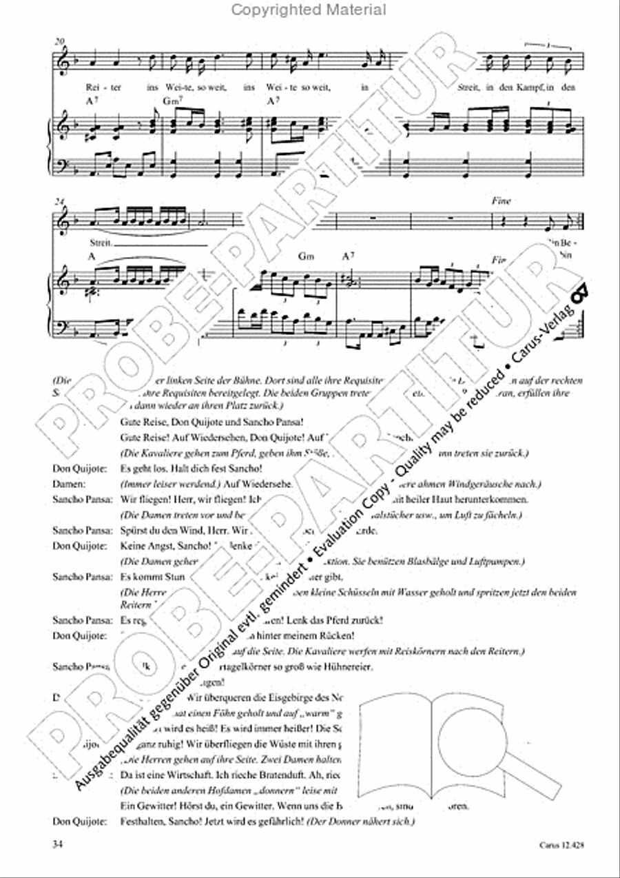 Die seltsamen Abenteuer von Don Quijote und Sancho Pansa Unison Choir scores gallery preview page 36