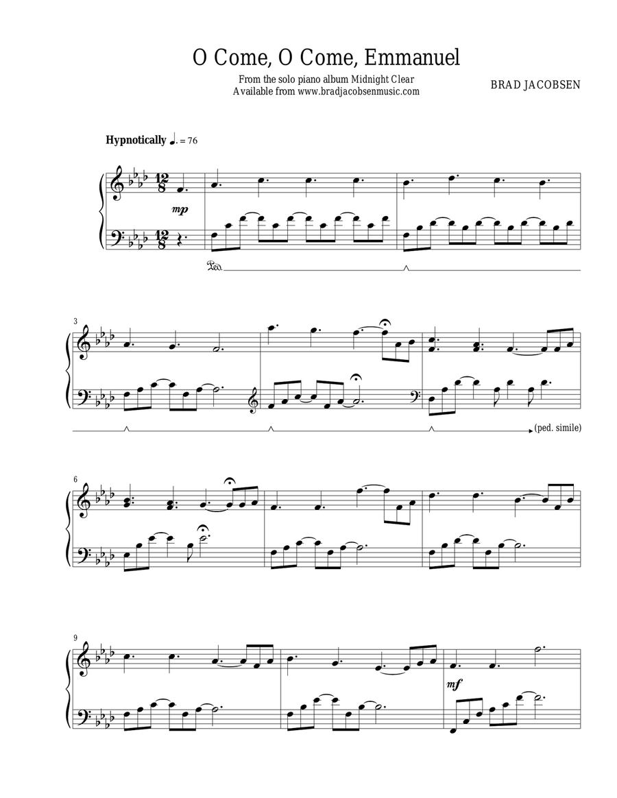 O Come, O Come, Emmanuel Piano Solo scores gallery preview page 1
