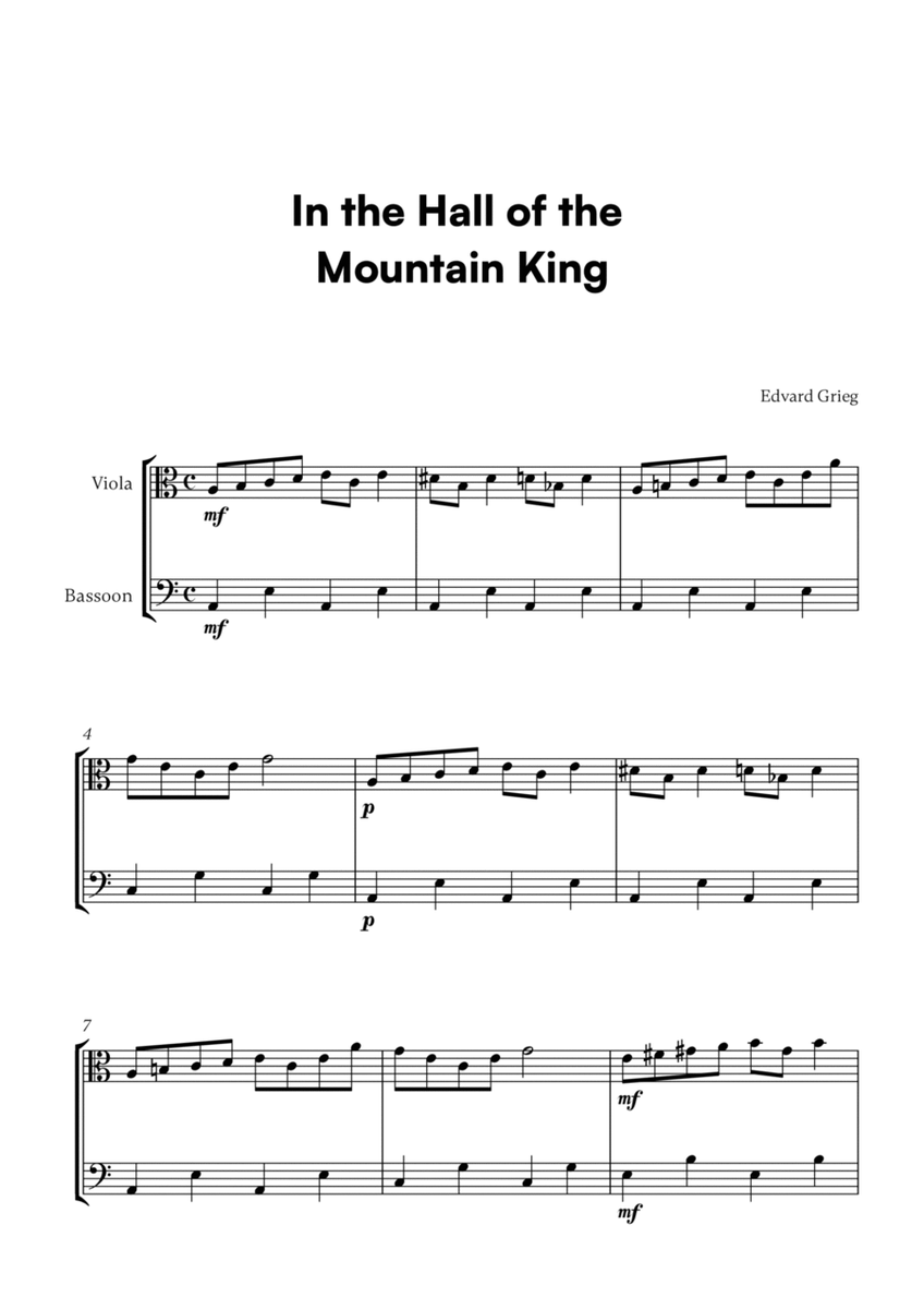 In the Hall of the Mountain King (for Viola and Bassoon) image number null
