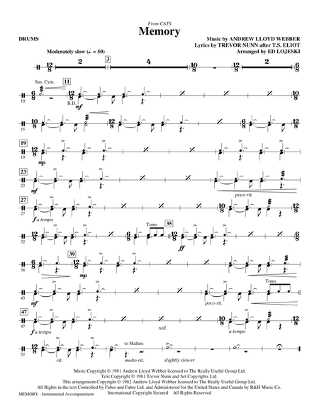 Memory (from Cats) (arr. Ed Lojeski) - Drums