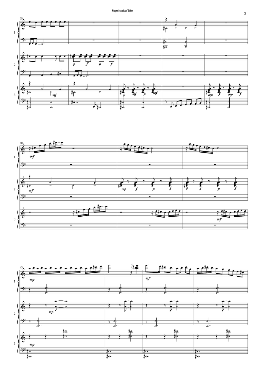 Superlocrian Trio for three harpsichords Harpsichord scores gallery preview page 3