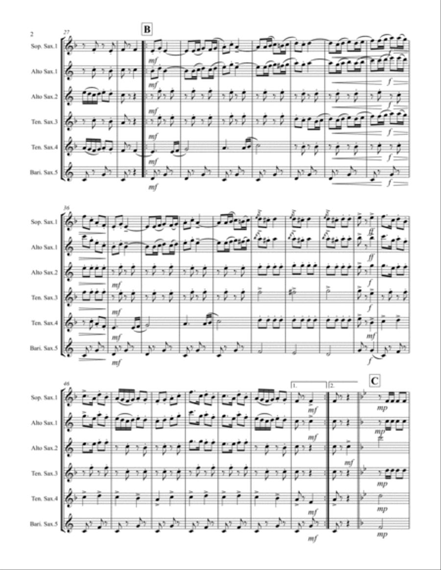 March – The Fairest of the Fair (for Saxophone Quintet SATTB or AATTB) Saxophone Quintet scores gallery preview page 3