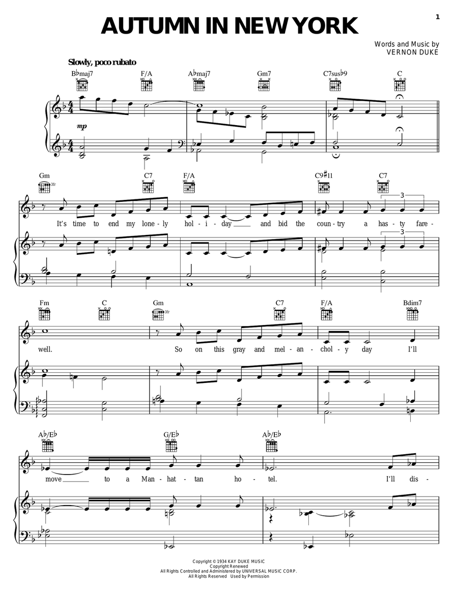 Autumn In New York Guitar scores gallery preview page 1