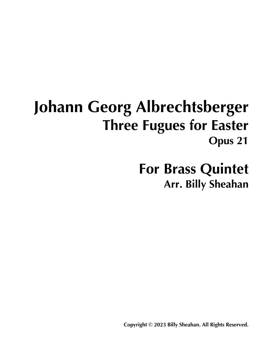 Three Fugues for Easter Brass Quintet scores gallery preview page 1