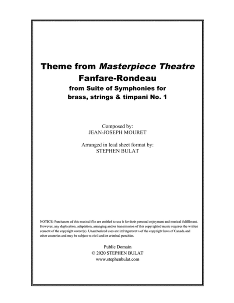 Rondeau (Theme from Masterpiece Theatre) - Lead sheet (key of G)