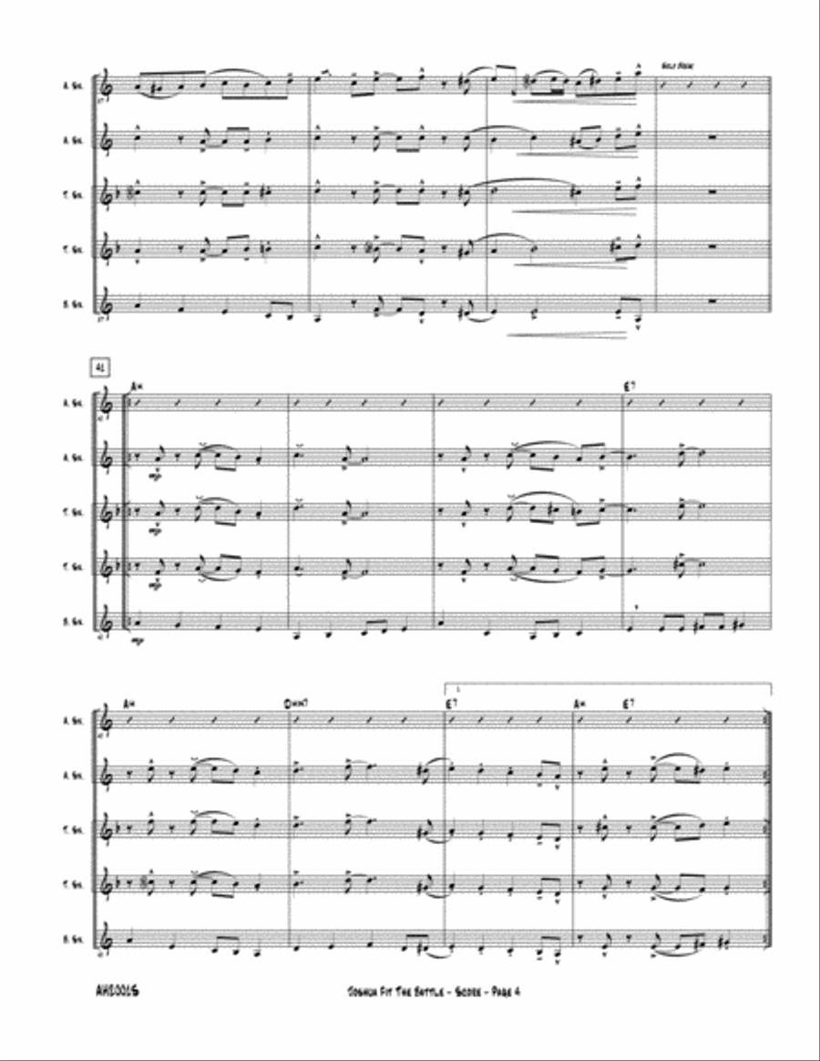 Joshua Fit The Battle - Swingin' AATTB Saxophone Quintet Saxophone Quintet scores gallery preview page 6