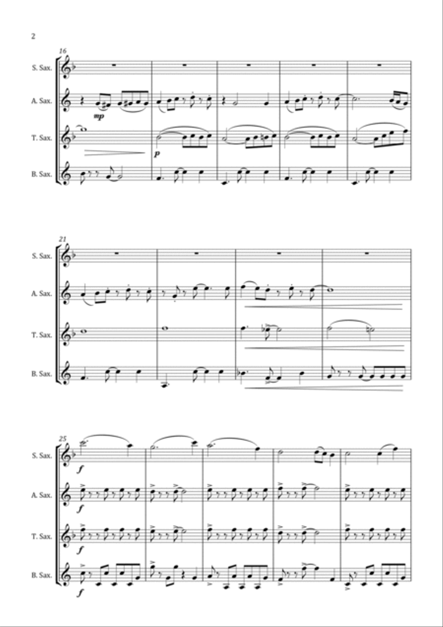 Can You Feel The Love Tonight Saxophone Quartet scores gallery preview page 2