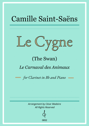 The Swan (Le Cygne) by Saint-Saens - Bb Clarinet and Piano (Full Score)