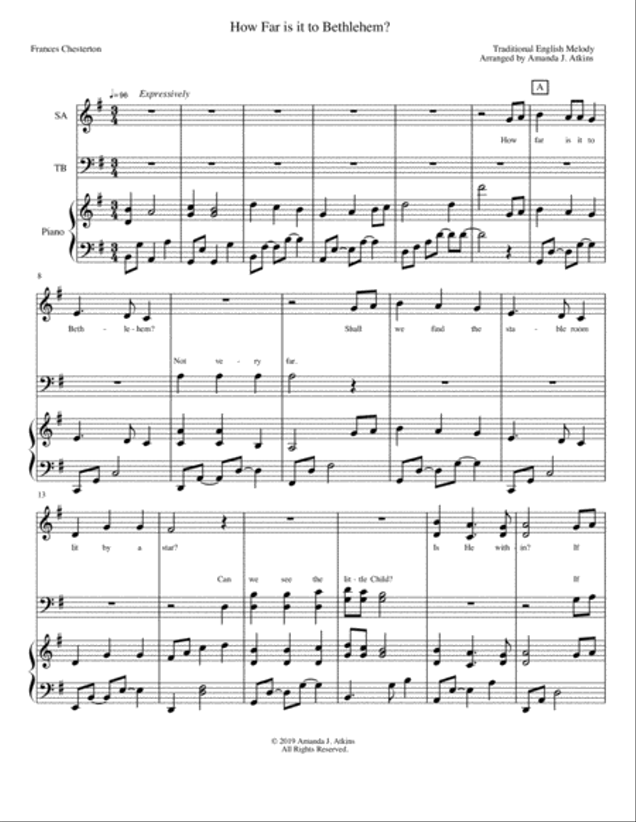 How Far Is It To Bethlehem? for SATB and Piano 4-Part scores gallery preview page 2