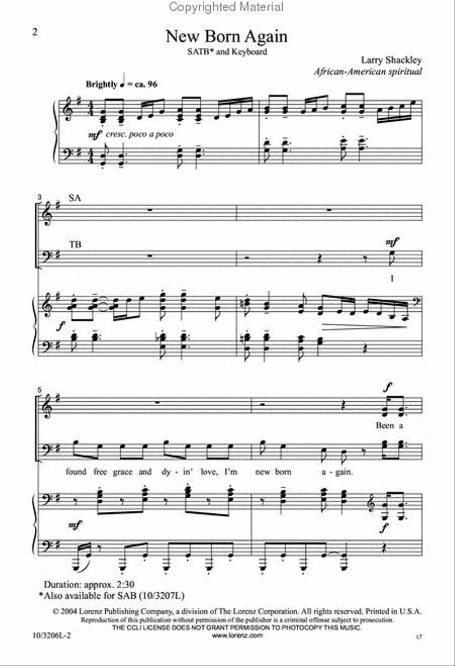 New Born Again 4-Part scores gallery preview page 2