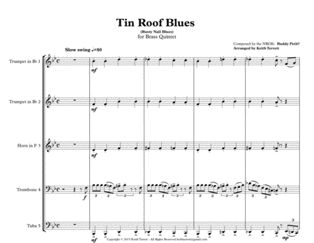Tin Roof Blues for Brass Quintet ''Jazz for 5 Brass Series'' image number null